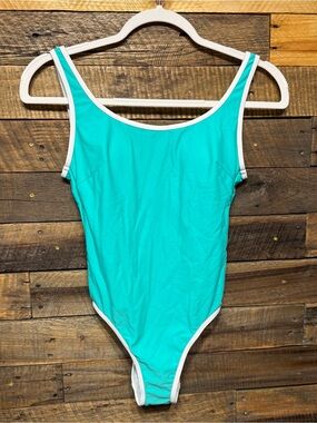 NEW Venice Beach Aqua Green White Scoop Back Padded One Piece Swimsuit